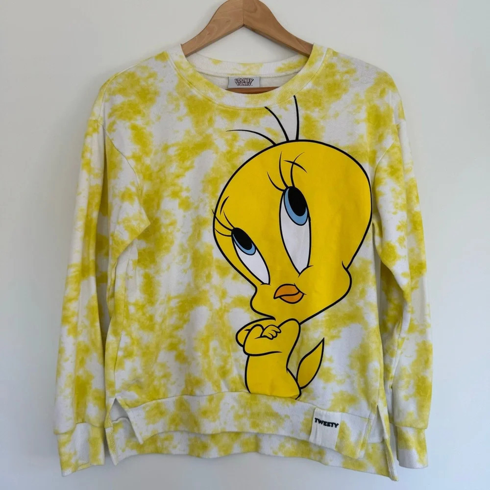 Looney tunes Tweety sweater yellow tie dye size: XS